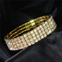 Simple Style Shiny Geometric Artificial Diamond Metal Wholesale Four-Layer Elastic Bracelet Tennis Bracelet main image 1