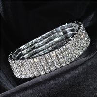 Simple Style Shiny Geometric Artificial Diamond Metal Wholesale Four-Layer Elastic Bracelet Tennis Bracelet main image 2
