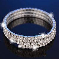 Pulsera Elástica Plateada Elástica Con Diamantes De Imitación Geométricos De Moda Al Por Mayor Nihaojewelry sku image 2
