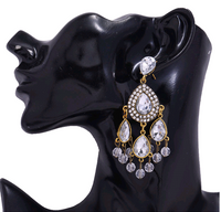 Nihaojewelry Jewelry Wholesale Fashion Metal Shining Gemstone Water Drop Earrings main image 2