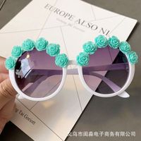 Seaside Vacation Beach Sunglasses Women's Fashionable  New Women's Sunglasses Fashionable Flower Round Sunglasses sku image 21