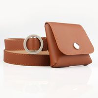 Fashion New Personalized Non-hole Round Buckle Thin Belt Waist Bag Female Casual Key And Coin Case Belt Belt Wholesale sku image 4