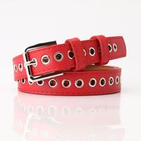 Fashion Solid Color Pu Leather Alloy Women's Leather Belts sku image 1