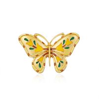 European And American New Gold Butterfly Corsage Alloy Oil Dripping Insect Animal Brooch Painted Flower Pin Wholesale sku image 1
