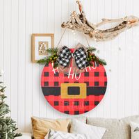 Cross-border New Christmas Decoration Christmas Red Door Plate Red Bottom Bow Door Plate Door Hanging Christmas Wall Decoration sku image 2