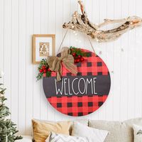 Cross-border New Christmas Decoration Christmas Red Door Plate Red Bottom Bow Door Plate Door Hanging Christmas Wall Decoration sku image 1