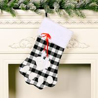 Wholesale Christmas Red And Black Plaid Dog Paw Socks Decoration Nihaojewelry sku image 2