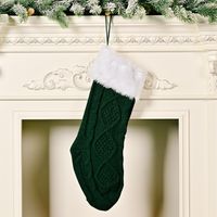 Wholesale Christmas White Raw Edge Knitted Socks Decoration Nihaojewelry sku image 1