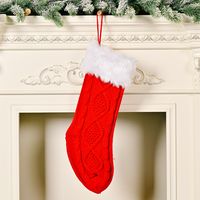 Wholesale Christmas White Raw Edge Knitted Socks Decoration Nihaojewelry sku image 3