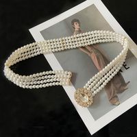 Wholesale Full Pearl Braided Rhinestone Inlaid Beaded Elastic Belt Nihaojewelry sku image 2