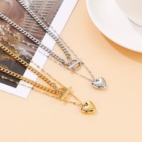 Titanium Steel 18K Gold Plated Fashion Heart Necklace main image 5