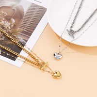 Titanium Steel 18K Gold Plated Fashion Heart Necklace main image 4