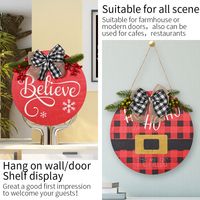 Cross-border New Christmas Decoration Christmas Red Door Plate Red Bottom Bow Door Plate Door Hanging Christmas Wall Decoration main image 6
