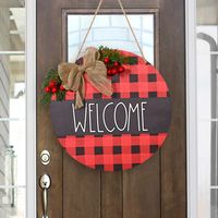Cross-border New Christmas Decoration Christmas Red Door Plate Red Bottom Bow Door Plate Door Hanging Christmas Wall Decoration main image 5