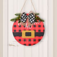 Cross-border New Christmas Decoration Christmas Red Door Plate Red Bottom Bow Door Plate Door Hanging Christmas Wall Decoration main image 4