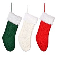 Wholesale Christmas White Raw Edge Knitted Socks Decoration Nihaojewelry main image 3
