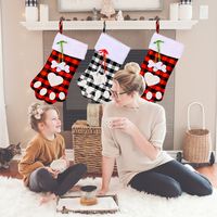 Wholesale Christmas Red And Black Plaid Dog Paw Socks Decoration Nihaojewelry main image 6