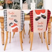 Cross-border New Christmas Decoration Stop Here Plaid Chair Cover Christmas Table Holiday Atmosphere Decoration main image 1