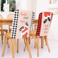 Cross-border New Christmas Decoration Stop Here Plaid Chair Cover Christmas Table Holiday Atmosphere Decoration main image 6