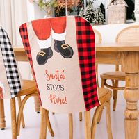 Cross-border New Christmas Decoration Stop Here Plaid Chair Cover Christmas Table Holiday Atmosphere Decoration main image 5