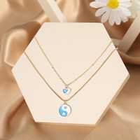 Wholesale Creative Simple Dripping Oil Tai Chi Heart Pendant Double Necklace Nihaojewelry main image 1