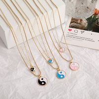 Wholesale Creative Simple Dripping Oil Tai Chi Heart Pendant Double Necklace Nihaojewelry main image 6