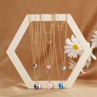 Wholesale Creative Simple Dripping Oil Tai Chi Heart Pendant Double Necklace Nihaojewelry main image 5