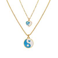 Großhandel Kreative Einfache Tropfen Öl Tai Chi Herz Anhänger Doppel Halskette Nihaojewelry main image 3