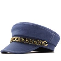 Sunscreen Chain Decor Korean Style Flat Top Navy Hat Wholesale Nihaojewelry main image 1