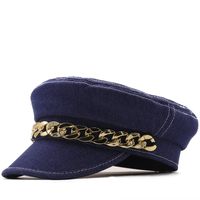 Sunscreen Chain Decor Korean Style Flat Top Navy Hat Wholesale Nihaojewelry main image 6