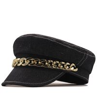 Sunscreen Chain Decor Korean Style Flat Top Navy Hat Wholesale Nihaojewelry main image 5