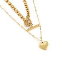 Titanium Steel 18K Gold Plated Fashion Heart Necklace sku image 2