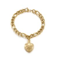 Fashion Heart Titanium Steel 18K Gold Plated Bracelets In Bulk sku image 1