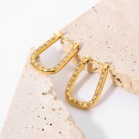 Fashion 18k Gold-plated U-shaped Inlaid Zirconium Hoop Earrings Wholesale Nihaojewelry main image 2