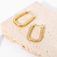 Fashion 18k Gold-plated U-shaped Inlaid Zirconium Hoop Earrings Wholesale Nihaojewelry main image 3