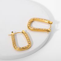 Fashion 18k Gold-plated U-shaped Inlaid Zirconium Hoop Earrings Wholesale Nihaojewelry main image 6