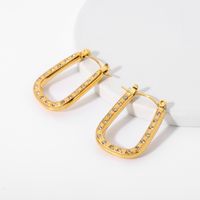 Fashion 18k Gold-plated U-shaped Inlaid Zirconium Hoop Earrings Wholesale Nihaojewelry main image 7