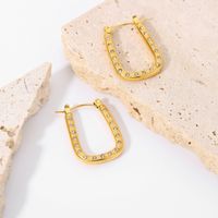 Fashion 18k Gold-plated U-shaped Inlaid Zirconium Hoop Earrings Wholesale Nihaojewelry main image 8