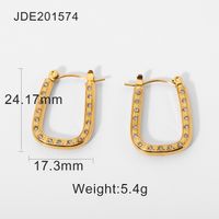 Fashion 18k Gold-plated U-shaped Inlaid Zirconium Hoop Earrings Wholesale Nihaojewelry sku image 1