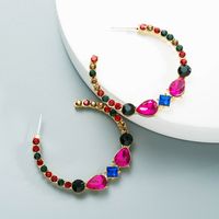 Wholesale Fashion Alloy Inlaid Color Rhinestone C-shaped Earrings Nihaojewelry main image 4