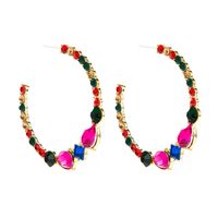 Wholesale Fashion Alloy Inlaid Color Rhinestone C-shaped Earrings Nihaojewelry main image 6