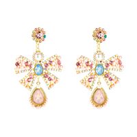 Wholesale Fashion Pearl Pink Diamond Bowknot Earrings Nihaojewelry main image 6
