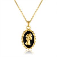 Wholesale Collar Chapado En Oro De Acero Titanio Elizabeth De Esmalte Negro Nihaojewelry main image 3