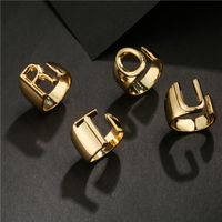 Wholesale New 18k Copper Gold-plated Alphabet Open Ring Nihaojewelry main image 1