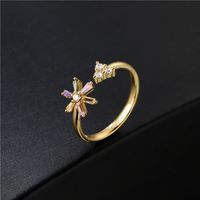 Wholesale Jewelry Copper Plated Micro-inlaid Flower Zircon Ring Nihaojewelry main image 3