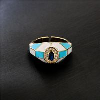 Vente En Gros Bague Ouverte En Cuivre Carrée Avec Zircon De Couleur Mélangée Nihaojewelry main image 2