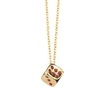 304 Stainless Steel 18K Gold Plated Hip-Hop Epoxy Dice Pendant Necklace main image 1