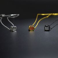304 Stainless Steel 18K Gold Plated Hip-Hop Epoxy Dice Pendant Necklace main image 4