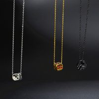 304 Stainless Steel 18K Gold Plated Hip-Hop Epoxy Dice Pendant Necklace main image 5