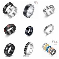 Wholesale New Star And Moon Carved Titanium Steel Rotating Ring Nihaojewelry main image 1
